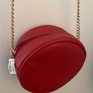 Cute circle red crossbody purse with tassel
